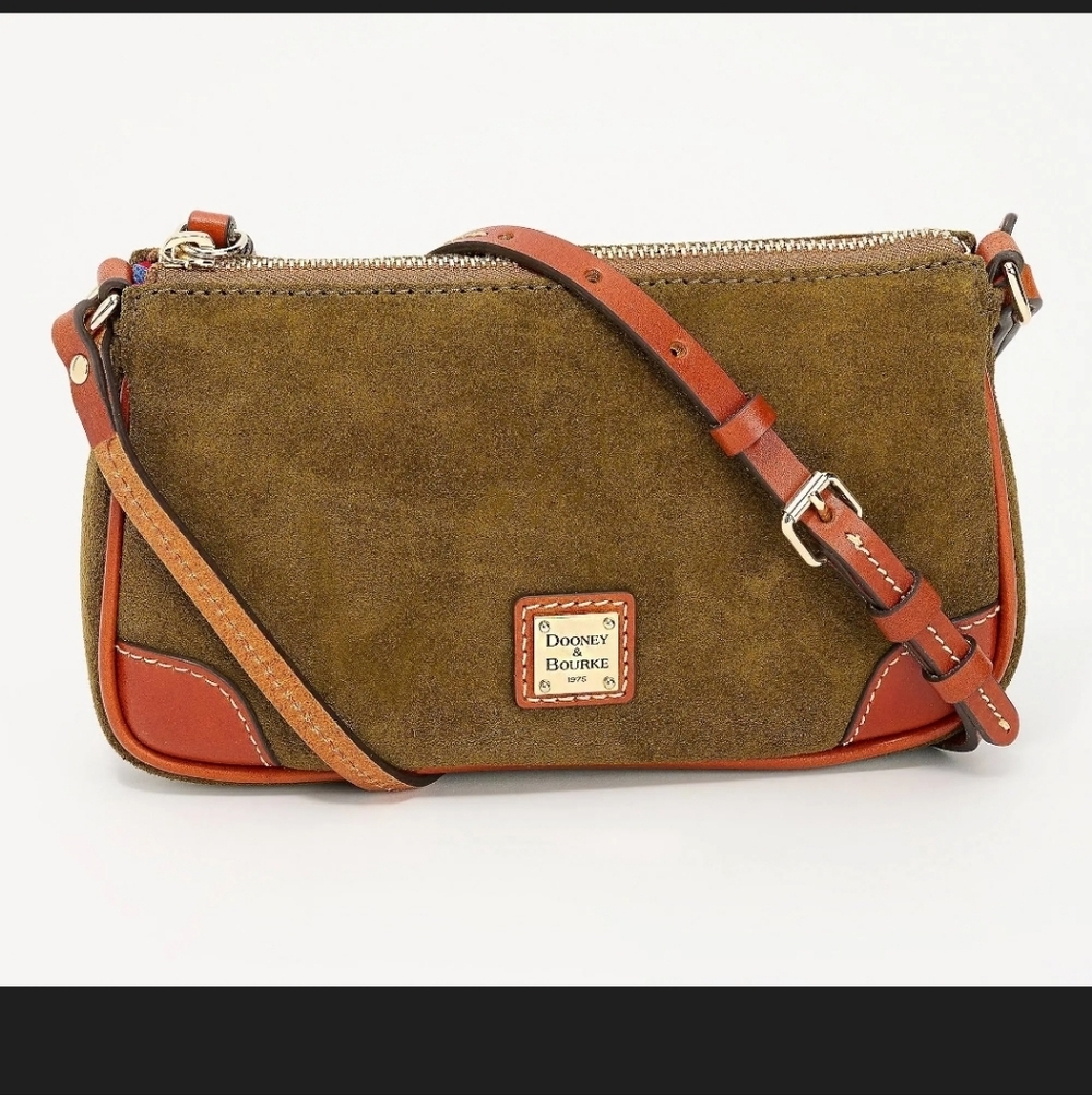 Dooney & Burke Suede Slim Crossbody Leather Equestrian Inspired Bag - Picture 12 of 13